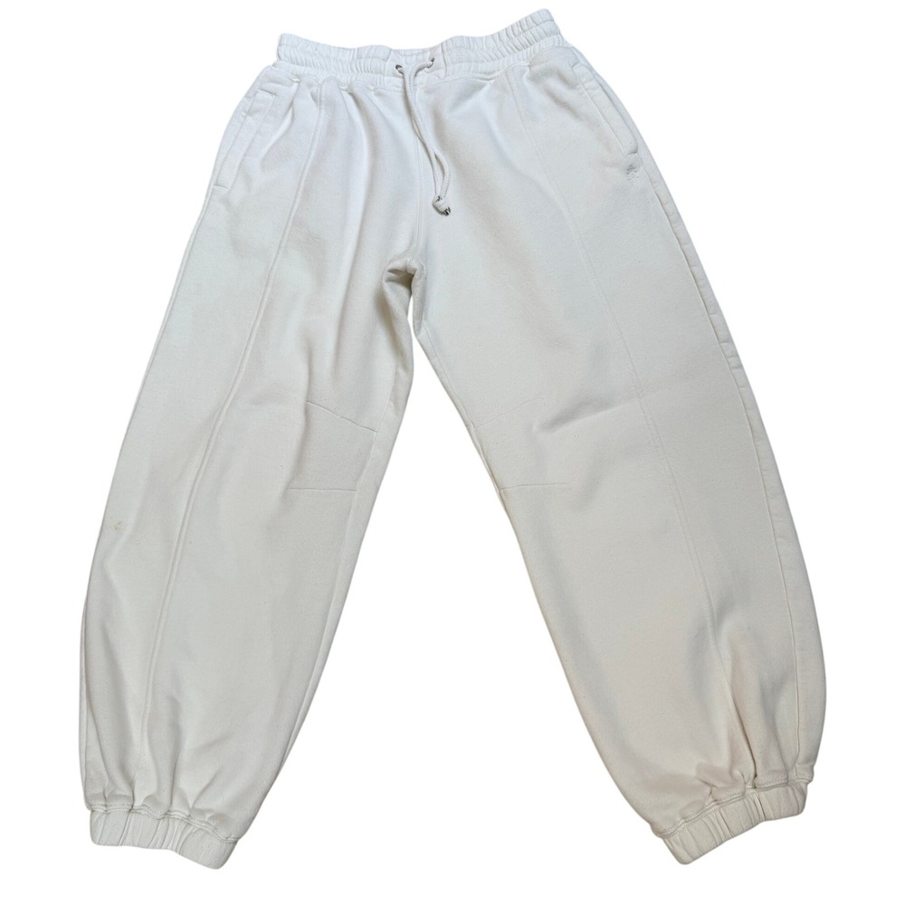 FP Movement Cream Fleece Joggers M Elastic Waist Barrel Horseshoe Sweatpants